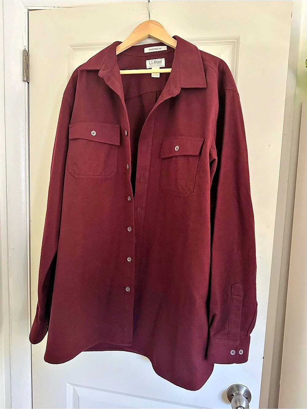 L.L.Bean Men's Chamois Shirt, Traditional Fit Burgundy XL